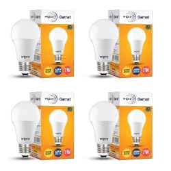 wipro Garnet 7W LED Bulb for Home & Office | Warm White (2700K) | E27 Base | 220 Degree Light Coverage | 4Kv Surge Prote
