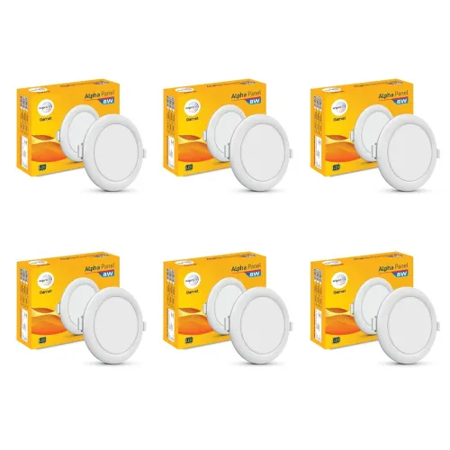 Image of Wipro Garnet 8W LED Panel Light – Round, 6500K (Pack of 6)