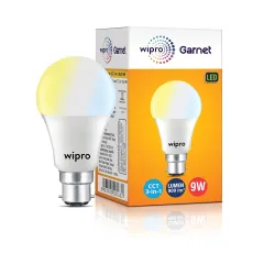 wipro Garnet 9W CCT 3-in-1 LED Bulb for Home & Office | Mood Lighting for ambiance | 240 Degree wide Coverage | 4 KV In-