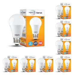 Wipro Garnet 9W LED Bulb for Home & Office |Cool Day White (6500K) | E27 Base|220 degree Light coverage |4Kv Surge Prote