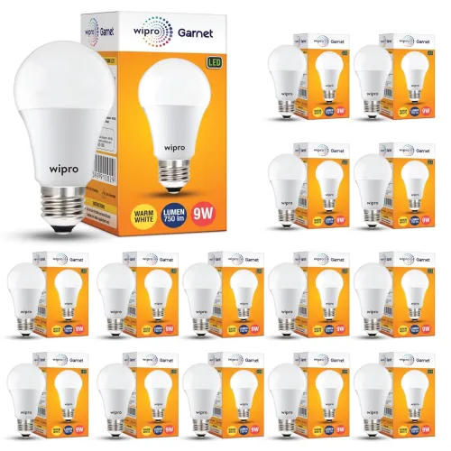 Image of wipro Garnet 9W LED Bulb for Home & Office (Pack of 15)