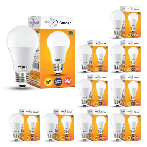 Image of wipro Garnet 9W LED Bulb Pack of 10