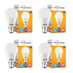 Wipro Garnet 9W LED Bulb for Home & Office |Cool Day White (6500K) | B22 Base|220 degree Light coverage |4Kv Surge Prote