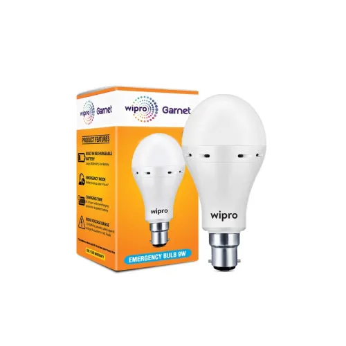 Image of wipro Garnet 9w LED Emergency Bulb | Cool Day White (6500K) | B22 LED Bulb Base 