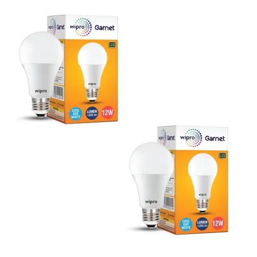 Image of wipro Garnet Base 12-Watt LED Bulb Pack of 2