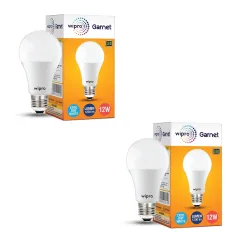wipro Garnet Base E27 12-Watt LED Bulb (Pack of 2, White)