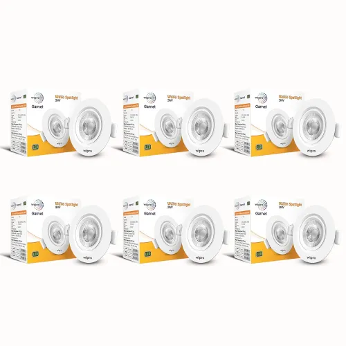 Image of wipro Garnet 3W LED Wave Spotlight Pack of 6