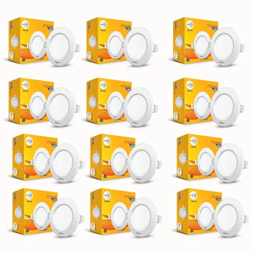 Image of Wipro Garnet 5W Round Downlight Junction Box | Blue | Glare-Free Design | Recessed Downlighter for False Ceiling | Cutou