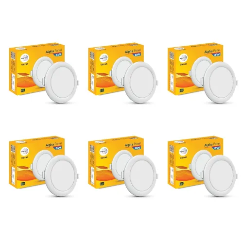 Image of Wipro Garnet 8W Round LED Alpha Panel Warm White (Pack of 6)