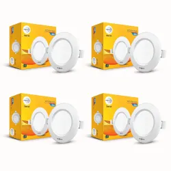 wipro Garnet 8W Round Downlight Junction Box | Blue | Glare-Free Design | Recessed Downlighter for False Ceiling | Cutout ∼ 3 inch | Pack of 4