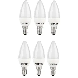 wipro Garnet Base E14 3-Watt LED Bulb (Yellow) - Pack of 6