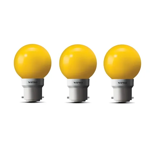Image of wipro Glass 0.5W Led Lamp, Pack of 3, (N10003), B22, Yellow