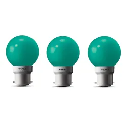 wipro Glass Safe lite N10005 B22 0.5-Watt LED Night Lamp (Green) - Pack of 3