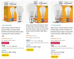 Wipro LED Bulbs Upto 89% Discount | Starting @ ₹59 