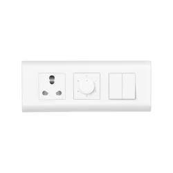 Wipro Northwest (Nowa) Switch Combo of 6M Plate + 1M 6A Switch x2 + 6A 3Pin Socket + 5 Step Fan Regulator, White (Kit 11