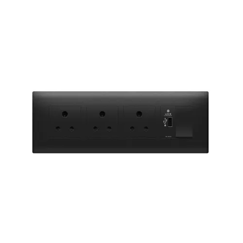Image of Wipro Northwest (Nowa) Switch Combo of 8M Plate + 1M 16A Switch + USB Charger + 6A 3Pin Socket x3, Silver Grey (Kit 13)