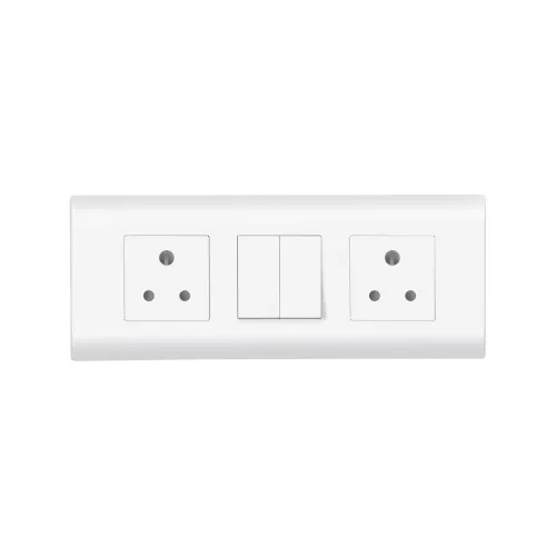 Image of Wipro Northwest (Nowa) Switch Combo of 6M Plate + 1M 6A Switch x2 + 6A 3Pin Socket x2, White (Kit 12)
