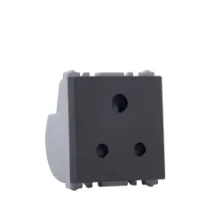 Wipro Northwest Nowa 6A 3 - Pin Socket With Euro Pin, Silver Grey (pack of 5)