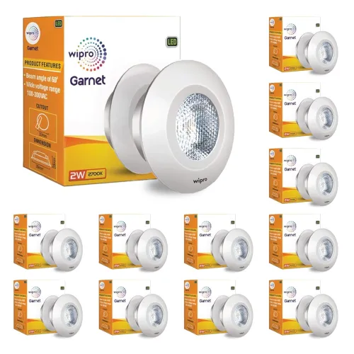 Image of wipro Polycarbonate Garnet 2W LED Pack of 12