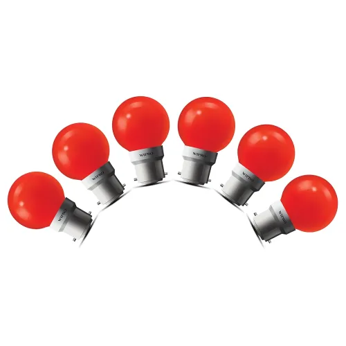 Image of wipro Safelite N10006 B22 0.5-Watt Led Night Lamp (Pack of 6, Red)