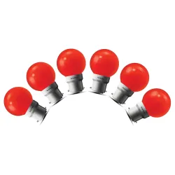 wipro Safelite N10006 B22 0.5-Watt Led Night Lamp (Pack of 6, Red)