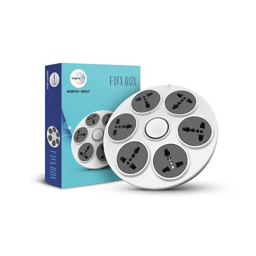 Image of Wipro North West UFO 6+1 Flex Box Universal Sockets 2M Cord