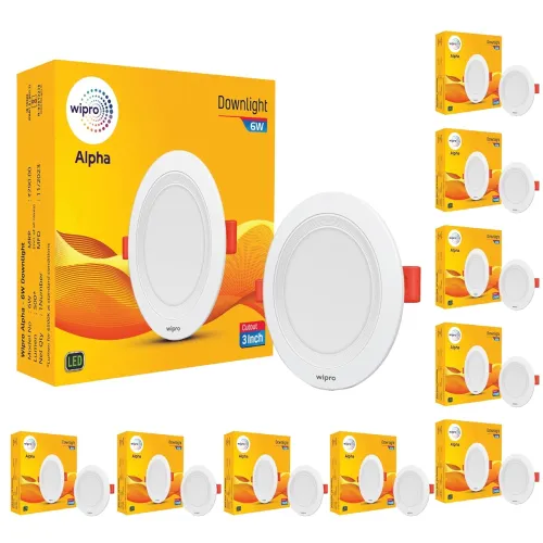 Image of Wipro 6W Alpha LED Downlight (Red, Pack of 10)