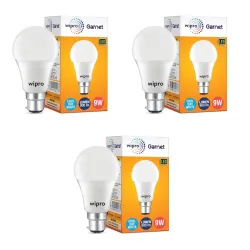 Wipro Garnet 9W LED Bulb for Home & Office |Cool Day White (6500K) | B22 Base|220 degree Light coverage |4Kv Surge Prote