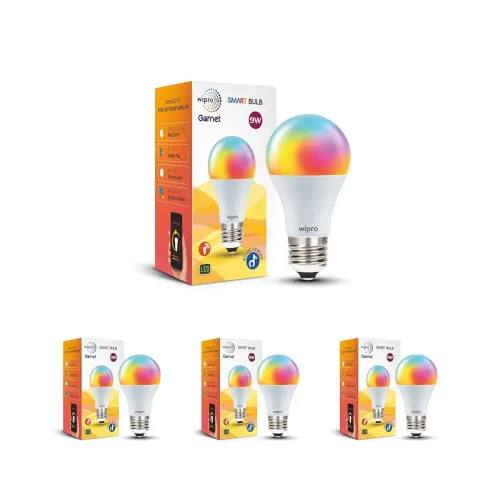Image of wipro 9-Watt E27 WiFi Smart LED Bulb with Music Sync (16 Million Colours + Warm White/Neutral White/White) (Compatible w