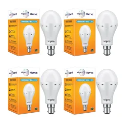 wipro Garnet 11W LED Emergency Bulb | Cool Day White (6500K) | B22 LED Bulb Base | Inverter Bulb for home, with upto 3.5 Hours battery back up| Li-ion Battery | Over charging Protection | Pa...