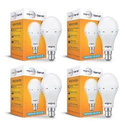 Wipro Garnet 9W LED Inverter Emergency Bulb (Cool White, 4-Pack)