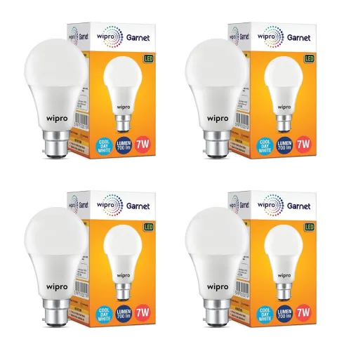 Image of wipro Garnet Base B22D 7-Watt LED Bulb (Cool Day Light) - Pack of 4wipro Garnet Base B22D 7-Watt LED Bulb (Cool Day Ligh