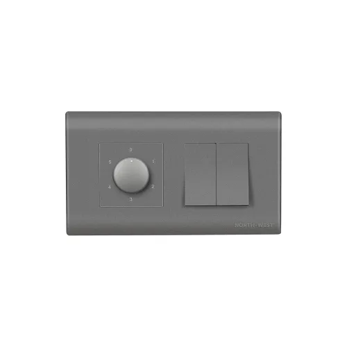 Image of Wipro Northwest 4M Plate Switch & Fan Regulator Kit (Silver Grey)