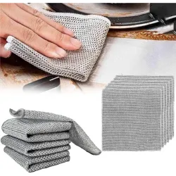 Wire Dishwashing Rags for Wet and Dry Stainless Steel Scrubber Non-Scratch