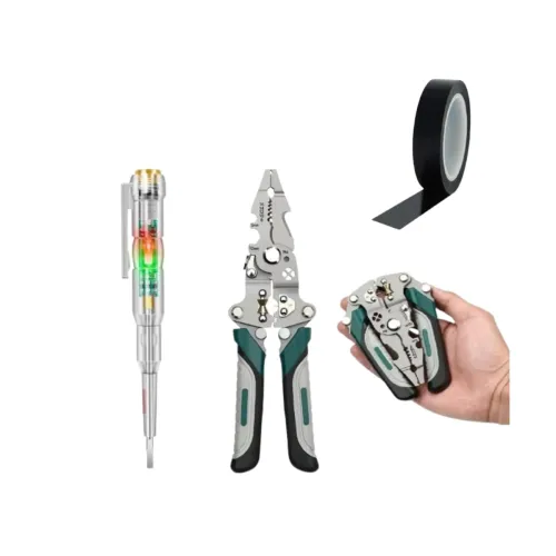 Image of Wire Stripper Tool Set with Voltage Tester Pen Multi-Function Stripping Pliers