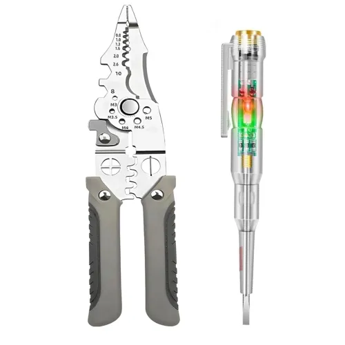 Image of Wire Stripper Tool with LED Voltage Tester Pen Combo 