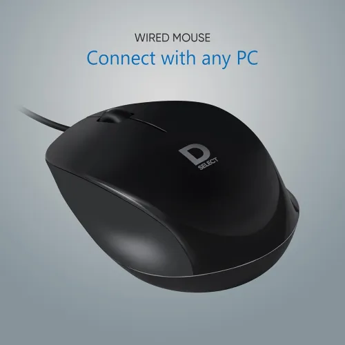Image of Wired Mouse DS112-Black with USB Type C Connector, 1200DPi, Lightweight | Marketed by Dell