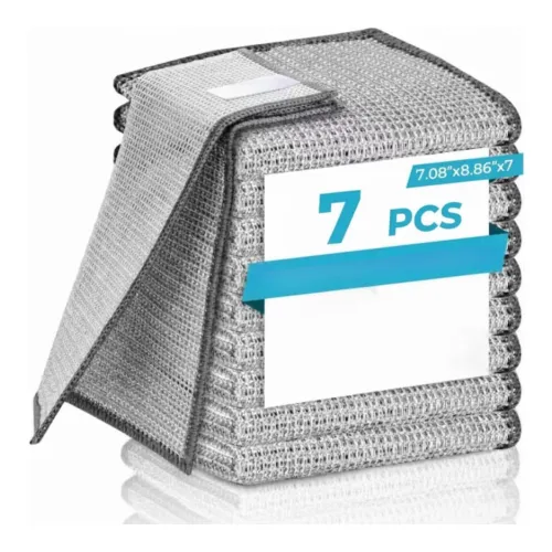 Image of [ 7-pcs ] Wire Dishwashing Rags for Wet and Dry Non-Scratch Steel Wool Scrubber,Cleaning Pads