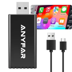 Wireless CarPlay Adapter for iPhone Dual-core 5G Chip with USB-C & A Cables for Wired CarPlay Feature Car