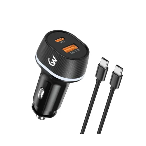 Image of Wireless Gold 52W Dual-Port Fast Car Charger (Black)