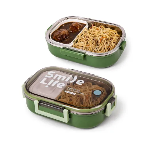 Image of WISHKEY Stainless Steel Lunch Box with Plastic Condiment Box for Kids & Adults