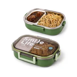 WISHKEY Stainless Steel Lunch Box with Plastic Condiment Box for Kids & Adults