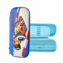 WISHKEY 3D Car Printed Cool Looking Large Capacity Zipper Pencil Box