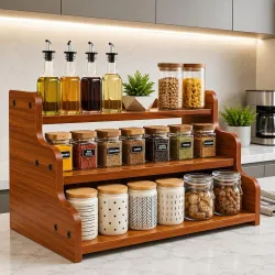 Wixidoor 13.8-Inch Wooden 3-Tier Spice Rack Organizer