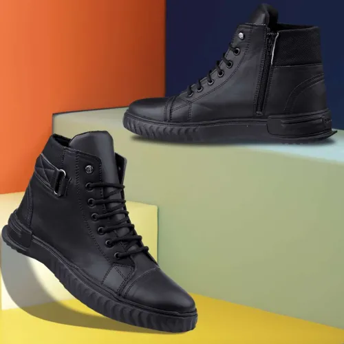 Image of Wixom Men Black Casual Boots Boots For Men (Black , 8)