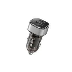 WK LIFE BORN TO LIVE-Car Charger with Transparent A+C Fast Charging, Supporting PD25W -Grey