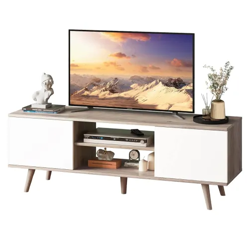 Image of WLIVE Engineered Wood White Tv Stand 
