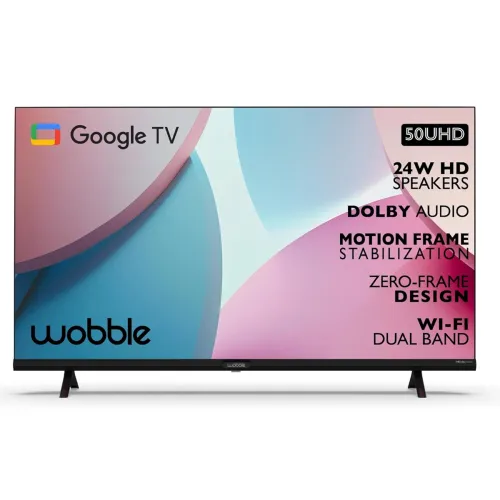 Image of Wobble 127 cm (50 inches) UD Series 4K Ultra HD Smart LED Google TV WB50GTAW9602UDFL (Black)