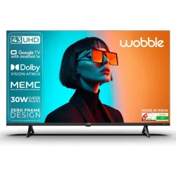 Wobble 108 cm (43 inches) K Series 4K UHD Smart LED TV with Google TV 5.0 (Black) WB43UDAGU2875D25