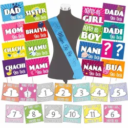 Wobbox Baby Shower Decoration Items | Baby Shower Ceremony Photo Booth Props for Photoshoot, Milestone Crad& Mom to Be S